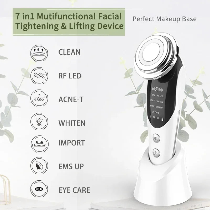 New 7 in 1 RF Facial Massager Skin Care Tools Face Lift Multifunction Firm Device Skin Rejuvenation Wrinkle Removal Face Beauty