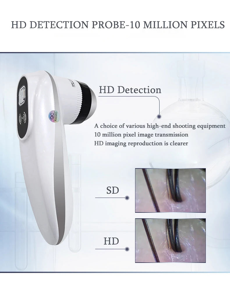 New WIFI HD 5G Scalp/Skin /Hair Follicle Detector Professional 50X/200X Skin Analyzer Rechargeable UV Testing Analysis Magnifier